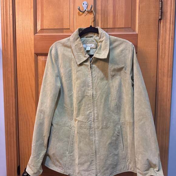 Coldwater Creek Women's Suede Leather Jacket Lime Green Size Large - Picture 2 of 10